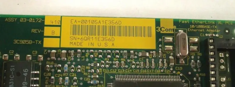 Προσαρμογέας Ethernet 3Com Fast EtherLink XL PCI 3C905B-TX 03-0172-410 REV B 10/100BASE-TX Ethernet Adapter