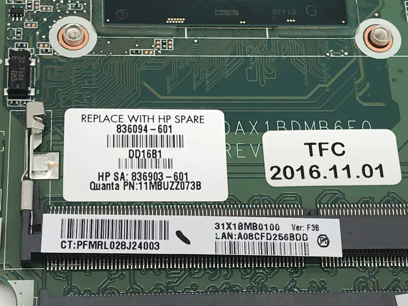 Μητρική πλακέτα HP 836094-001 836094-501 836094-601 DAX1BDMB6F0