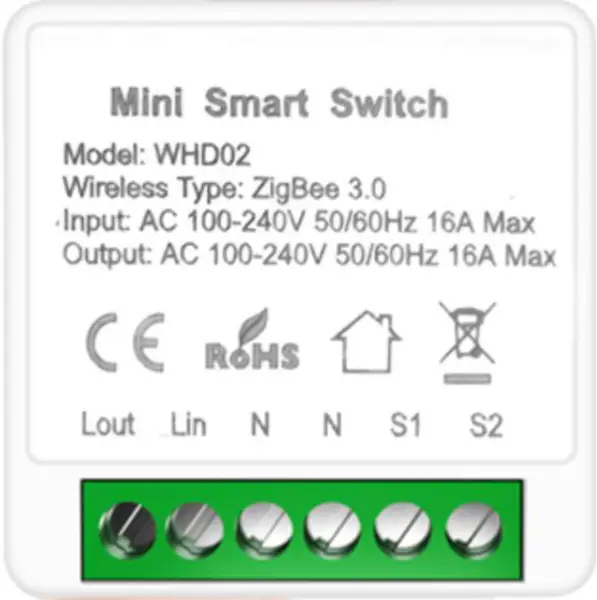 Aubess Tuya Zigbee 10A μίνι έξυπνος διακόπτης φωνητικού ελέγχου 2 κατευθύνσεων