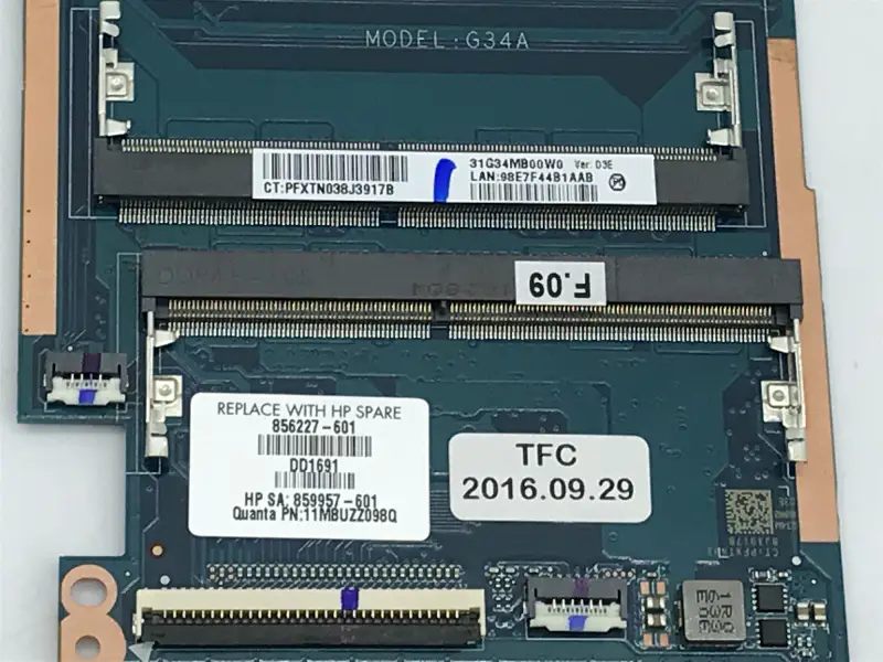 Μητρική πλακέτα HP 856227-001 856227-501 856227-601 I7-6500U 940MX 2GB DAG34AMB6D0