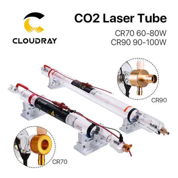 60W 90W CO2 Laser Tube Length 1250mm Dia.55mm 80mm Upgraded Metal Head Glass Pipe for CO2 Laser Machine