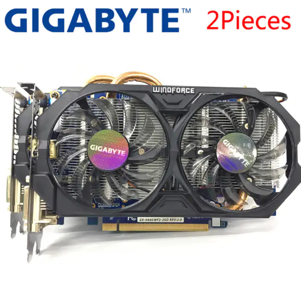 GIGABYTE 2Pieces Video Card GTX 660 2GB 192Bit GDDR5 Video Cards for nVIDIA Geforce Used VGA Cards stronger than GTX 750 TI