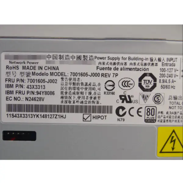 750W 94Y8086 43X3313 για τροφοδοτικό διακομιστή IBM X3650M4 X3550M4