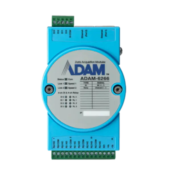 Μονάδα Modbus TCP εξόδου ρελέ 4 ch της Advantech με 4 ch DI ADAM-6266-AE