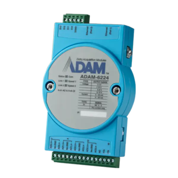 Advantech ADAM-6224-AE Μονάδα μονωμένης αναλογικής εξόδου Modbus TCP 4 ch