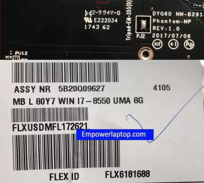Μητρική πλακέτα Lenovo YOGA 720-15IKB Laptop DYG60 NM-B291 SR3LC I7-8550U 8GB RAM FRU:5B20Q09627