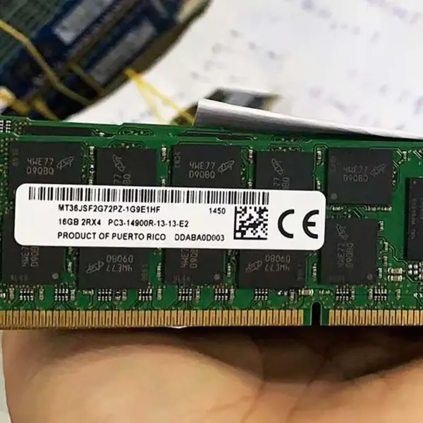 2pcs Mt36jsf2g72pz-1g9e1 Ram για την μνήμη Mt 16gb Ddr3 1866mhz Reg 2rx4 Pc3-14900 Memory