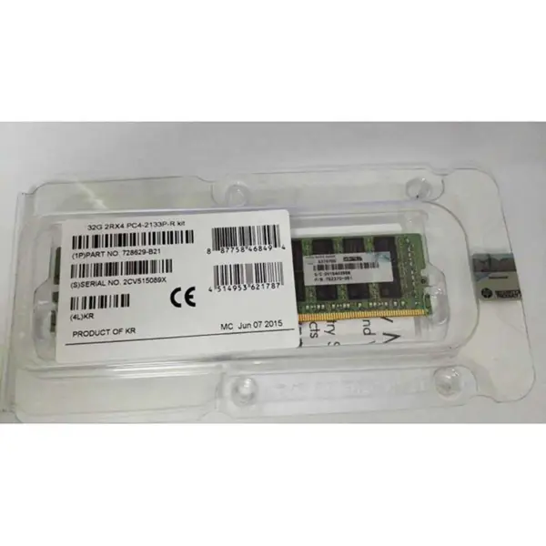 728629-b21 752370-091 Μνήμη RAM 32gb Ddr4 2133 2rx4 Pc4-2133 Server Memory