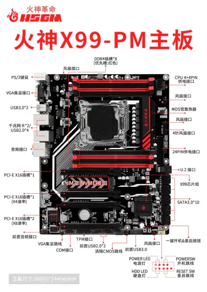 Hsgm X99-pm Lga 2011-3 Cpu Socket Μητρική πλακέτα υπολογιστή διακομιστή Hsgm X99-pm Lga 2011-3 Cpu Socket