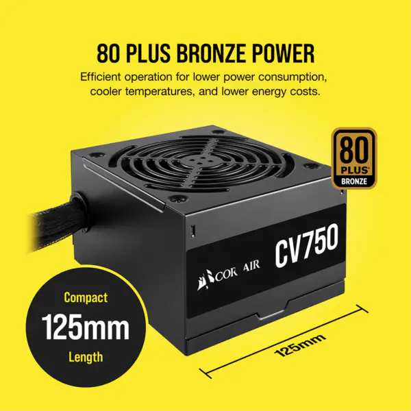 Cors Air Power Pc τροφοδοτικό Cv750 750w Atx υψηλής ισχύος 80plus χαμηλού θορύβου ανεμιστήρα Rps0146
