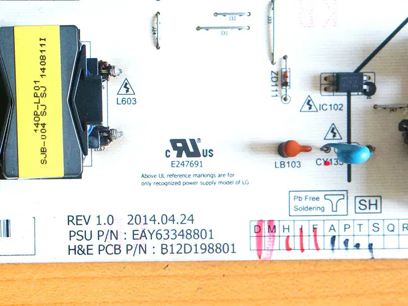 LG 55EC9300-CA EAY63348801 πλακέτα κυκλώματος