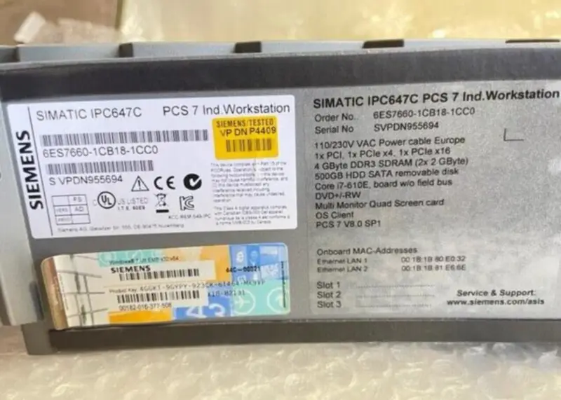 SIEMENS Simatic IPC647C Υπολογιστής σχάρας 6ES7660-1CB18-1CC0
