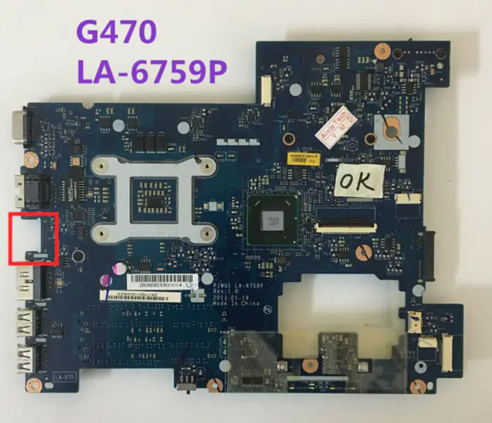 Μητρική πλακέτα φορητού υπολογιστή Lenovo G470 PIWG1 LA-6759P