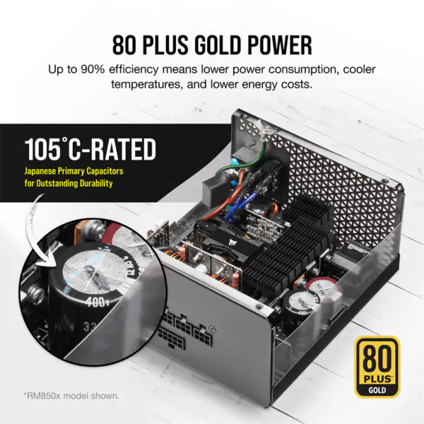 Μονάδες τροφοδοσίας ρεύματος Cors Air Psu Rm750x 750w Gold πιστοποίηση πλήρους μονάδας ανεμιστήρα Start-stop Intelligent Wake-up Rps0123