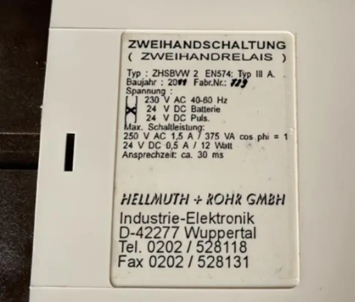 HELLMUTH+ROHR ZHSBVW2 ΡΕΛΈ