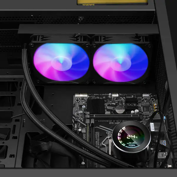 Sama 24cm Aio Cpu Cooler Radiator Copper Display Water Liquid Cooling Pc Cpu Cooler Rgb Glow With Computer Temperature Display