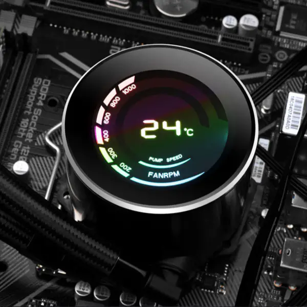 Sama 36cm Aio Cpu Cooler ψυγείο χαλκού Εμφάνιση νερού υγρής ψύξης Pc Cpu Cooler Rgb Glow με οθόνη θερμοκρασίας υπολογιστή