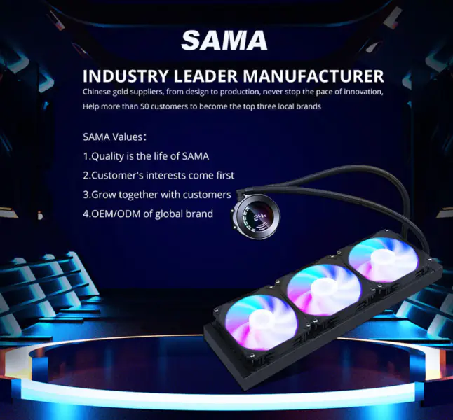 Sama 36cm Aio Cpu Cooler ψυγείο χαλκού Εμφάνιση νερού υγρής ψύξης Pc Cpu Cooler Rgb Glow με οθόνη θερμοκρασίας υπολογιστή