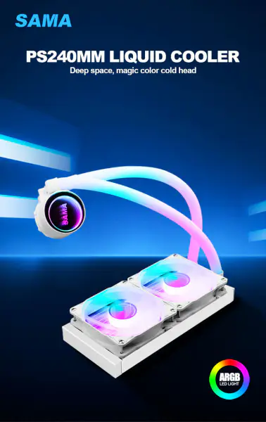 Sama Custom Cpu Cooler Heat Sinks 240 Rgb ψύξης ανεμιστήρα για Intel Amd Cpu Lga775/115x Am4 Am5 Ryzen 12600k Cpu Liquid Cool