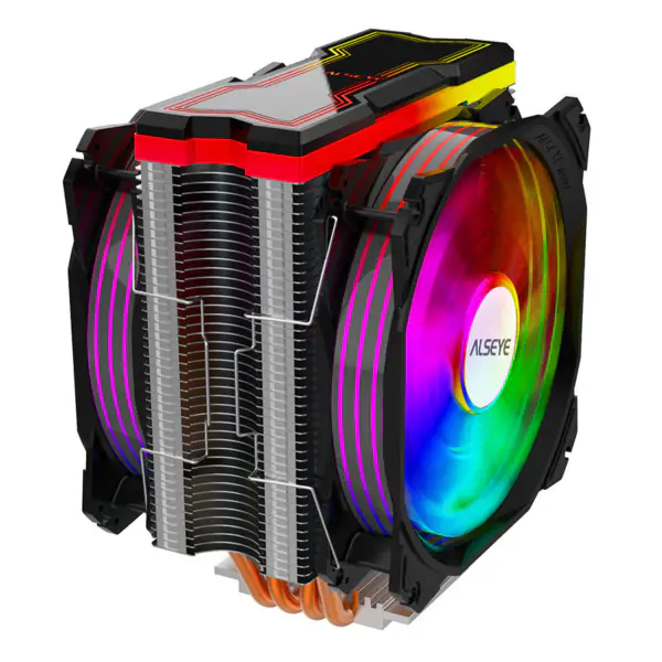 Alseye 120mm διπλού ανεμιστήρα 4 σωλήνες θερμότητας Rgb Cpu Cooler Aura