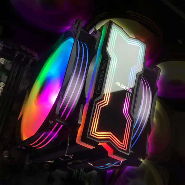 Alseye 120mm διπλού ανεμιστήρα 4 σωλήνες θερμότητας Rgb Cpu Cooler Aura