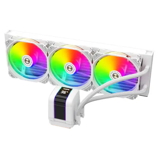 Alseye 360mm Λευκό πλαίσιο Sync Argb Aio Liquid Cooler με οθόνη θερμοκρασίας για την 12η γενιά Cpu