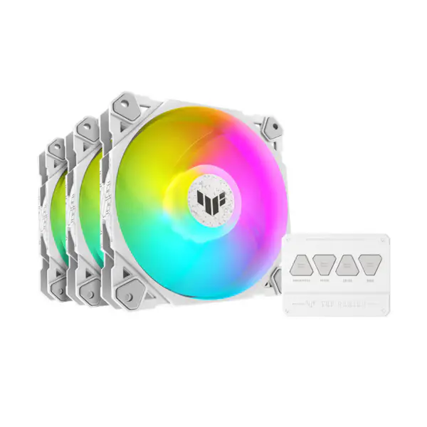 AsUs Tuf Gaming White Heroic Light Tf120 ανεμιστήρας πλαισίου 3 τεμάχια Argb ανεμιστήρα με ελεγκτή φωτισμού Tuf Gaming Tf120 Argb 3in1